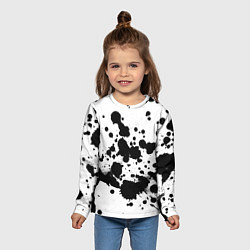 Лонгслив детский Брызги черной краски, цвет: 3D-принт — фото 2