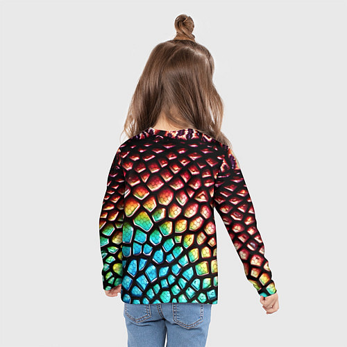 Детский лонгслив Макро кожа дракона / 3D-принт – фото 6