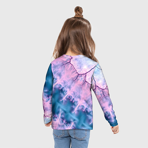Детский лонгслив Вода и розовая абстракция / 3D-принт – фото 6