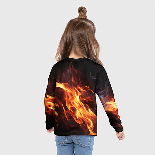Детский лонгслив ACDC на фоне огня / 3D-принт – фото 6