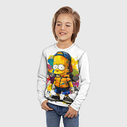 Лонгслив детский Рисунок красками Барт Симпсон, цвет: 3D-принт — фото 2