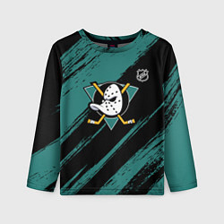 Детский лонгслив Анахайм Дакс - зеленая краска