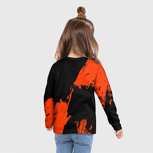 Детский лонгслив Анахайм Дакс - оранжевая краска / 3D-принт – фото 6