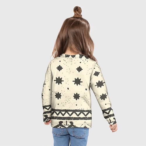 Детский лонгслив Африканские примитивные узоры / 3D-принт – фото 6