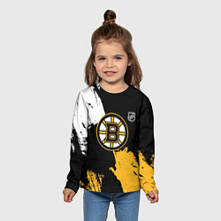 Лонгслив детский Бостон Брюинз - разлитая краска, цвет: 3D-принт — фото 2