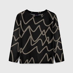 Лонгслив детский Кривые рукописные линии чёрно-коричневый, цвет: 3D-принт