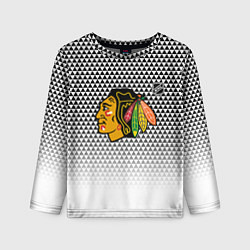 Лонгслив детский Чикаго Блэкхокс - геометрический паттерн с градиен, цвет: 3D-принт