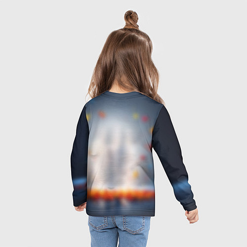 Детский лонгслив Геометрический слон и цветные полигоны / 3D-принт – фото 6