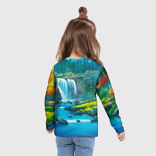 Детский лонгслив Билли Айлиш на фоне природы / 3D-принт – фото 6