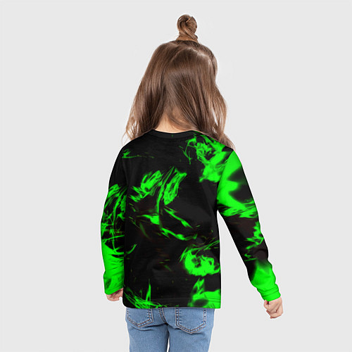Детский лонгслив Monster energy кислотное лого огонь / 3D-принт – фото 6