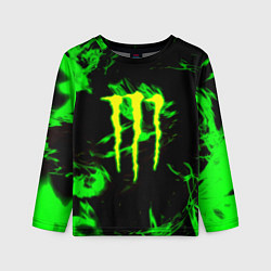 Лонгслив детский Monster energy кислотное лого огонь, цвет: 3D-принт