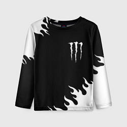 Лонгслив детский Monster energy белый огонь, цвет: 3D-принт