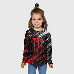 Лонгслив детский Monster energy полосы красок, цвет: 3D-принт — фото 2
