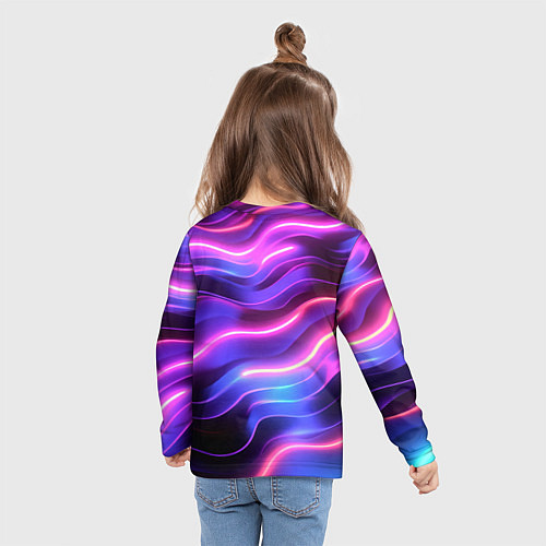 Детский лонгслив Портрет Билли Айлиш из линий / 3D-принт – фото 6