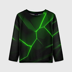 Лонгслив детский Зеленая текстура с неоном, цвет: 3D-принт