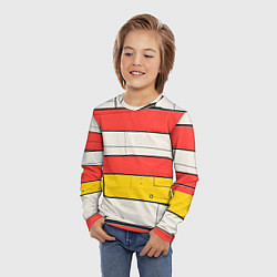 Лонгслив детский Красные полоски, цвет: 3D-принт — фото 2