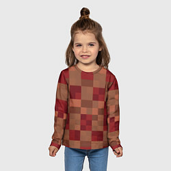 Лонгслив детский Бордовые пиксели, цвет: 3D-принт — фото 2