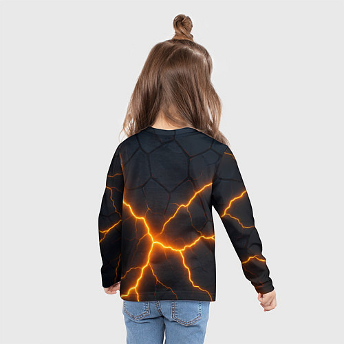 Детский лонгслив Молнии и черные плиты / 3D-принт – фото 6