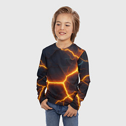 Лонгслив детский Молнии и черные объемные плиты, цвет: 3D-принт — фото 2