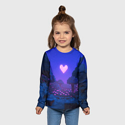 Лонгслив детский Ночной лес Minecraft с сердечком луной, цвет: 3D-принт — фото 2