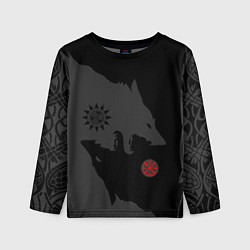 Лонгслив детский Волки викингов с обережными символами - тату, цвет: 3D-принт