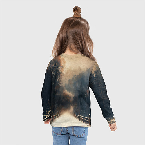 Детский лонгслив Дорога к Японскому храму / 3D-принт – фото 6