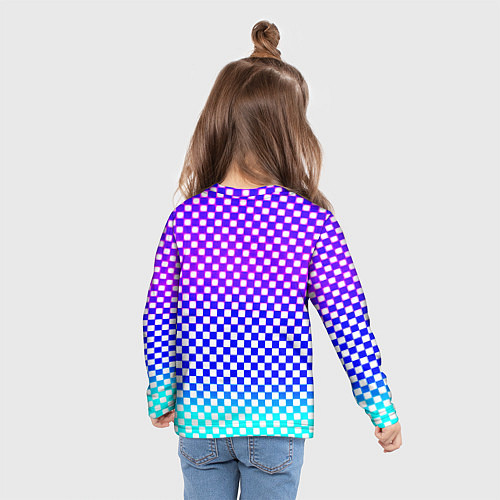 Детский лонгслив Monster шахматная клетка градиент / 3D-принт – фото 6