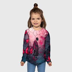 Лонгслив детский Одинокий самурай среди бабочек, цвет: 3D-принт — фото 2