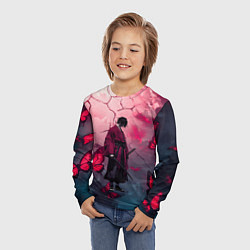 Лонгслив детский Одинокий самурай среди бабочек, цвет: 3D-принт — фото 2