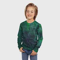 Лонгслив детский Текстурный тёмный сине-зелёный, цвет: 3D-принт — фото 2
