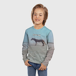 Лонгслив детский Лошадь почему мем на берегу, цвет: 3D-принт — фото 2