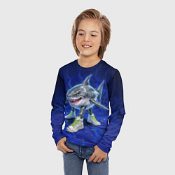Лонгслив детский Тралалеро тралала - акула киборг, цвет: 3D-принт — фото 2