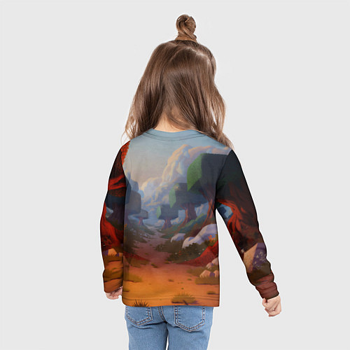 Детский лонгслив Котик в кубическом мире / 3D-принт – фото 6