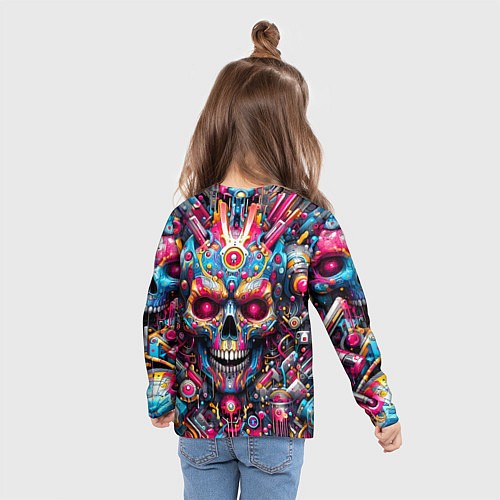 Детский лонгслив Art cyber skull - ai art fantasy / 3D-принт – фото 6