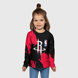 Лонгслив детский Хьюстон Рокетс - брызги краски, цвет: 3D-принт — фото 2