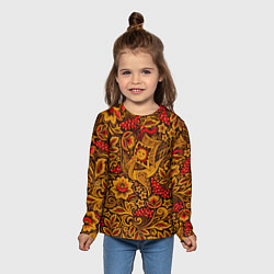 Лонгслив детский Летучий корабль в стиле хохломской росписи, цвет: 3D-принт — фото 2