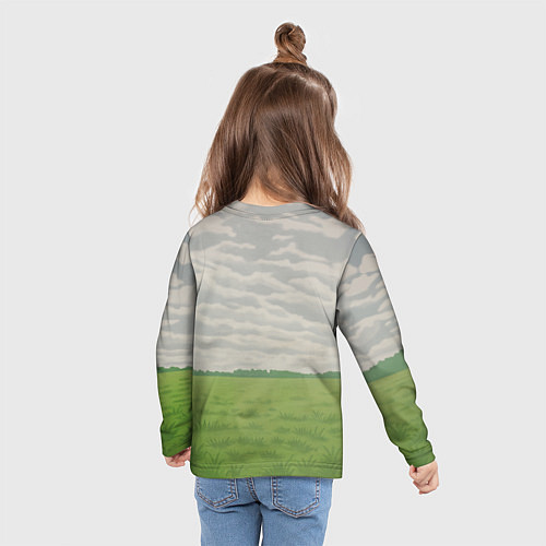 Детский лонгслив Капибара с апельсином на кресле / 3D-принт – фото 6