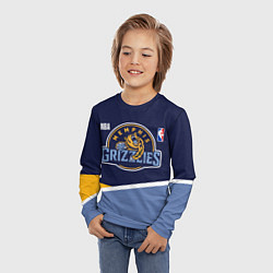 Лонгслив детский Мемфис Гриззлис - линии, цвет: 3D-принт — фото 2