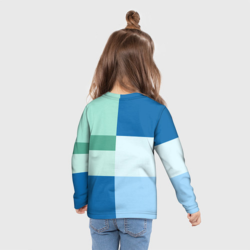 Детский лонгслив Мятное небо колор-блок / 3D-принт – фото 6