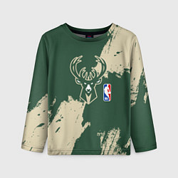 Лонгслив детский Милуоки Бакс - разлитая краска, цвет: 3D-принт