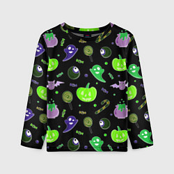 Лонгслив детский Halloween black pumpkin pattern, цвет: 3D-принт