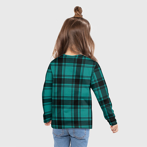 Детский лонгслив Checkered dark blue / 3D-принт – фото 6