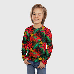 Лонгслив детский Palm yellow red, цвет: 3D-принт — фото 2