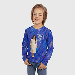 Лонгслив детский Lana Del Rey в белом классическом платье на синем, цвет: 3D-принт — фото 2