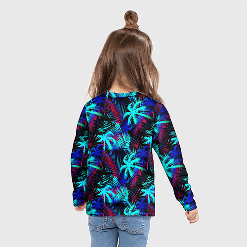 Детский лонгслив Palm blue light blue / 3D-принт – фото 6