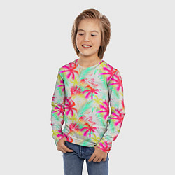 Лонгслив детский Palm yellow pink, цвет: 3D-принт — фото 2