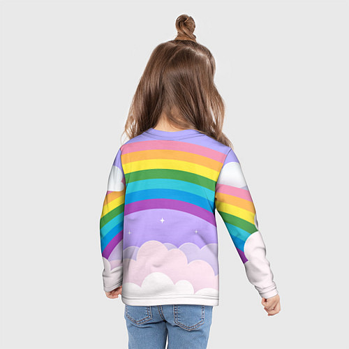 Детский лонгслив Lana Del Rey на фоне радуги / 3D-принт – фото 6