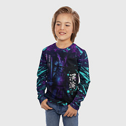Лонгслив детский Призрачный самурай - неоновый арт, цвет: 3D-принт — фото 2