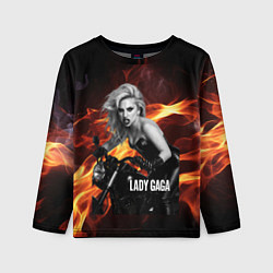 Лонгслив детский Леди Гага на мотоцикле, цвет: 3D-принт