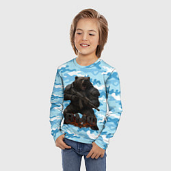 Лонгслив детский ВМФ злой медведь с автоматом, цвет: 3D-принт — фото 2